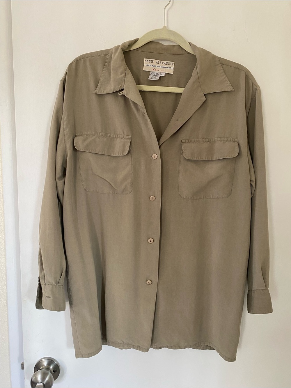 Vintage 100% Silk Button-down Shirt Annie Alexander Oversized Relaxed Medium
